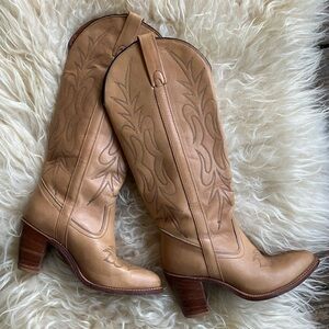 Miss Capezio Genuine Leather Tan Cowboy Boots Sz 8